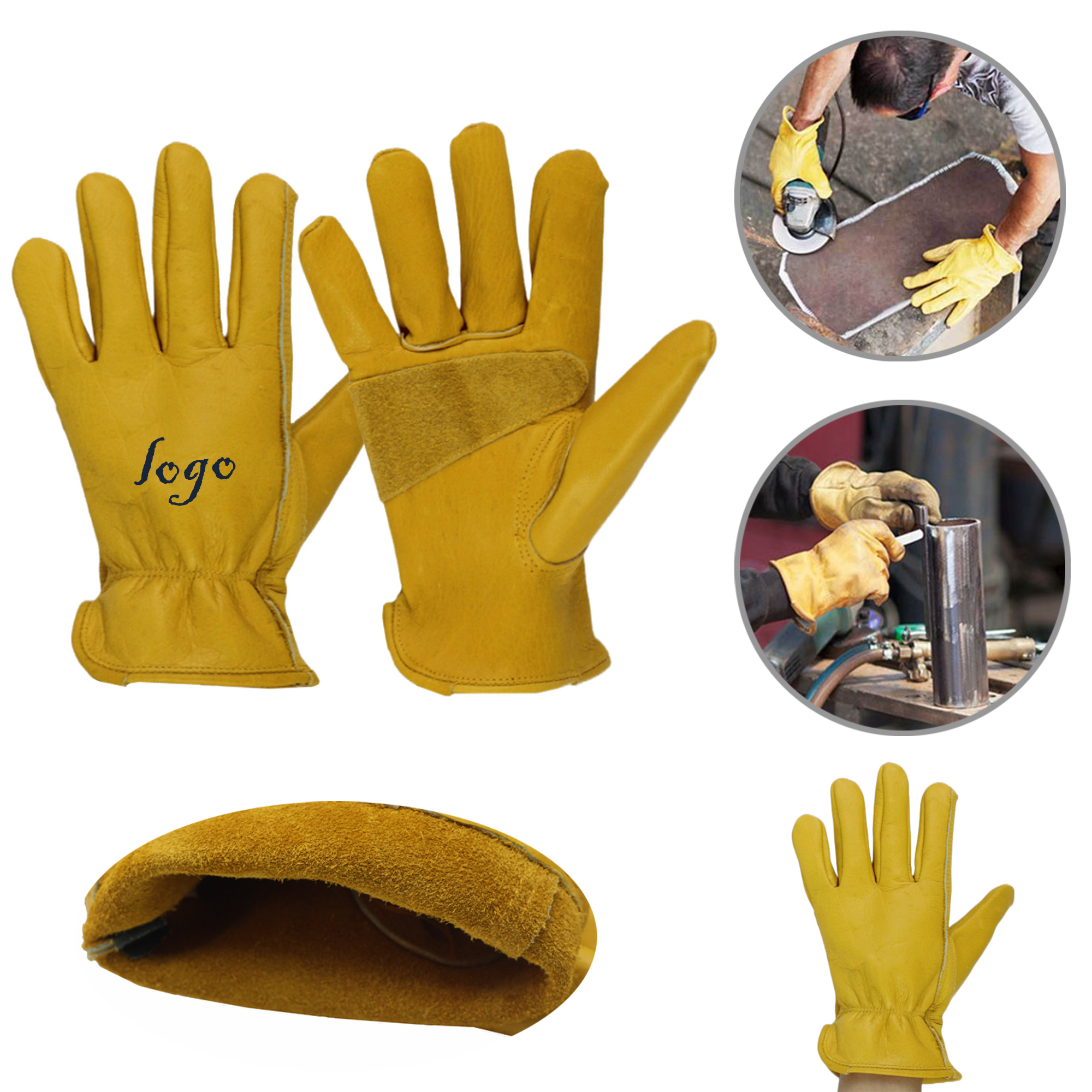 MOQ20 BC Grade Cowhide Leather Work Gloves 2