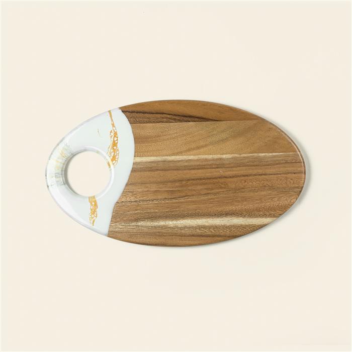 Medium Oval Acacia Board With Dip Holder 12