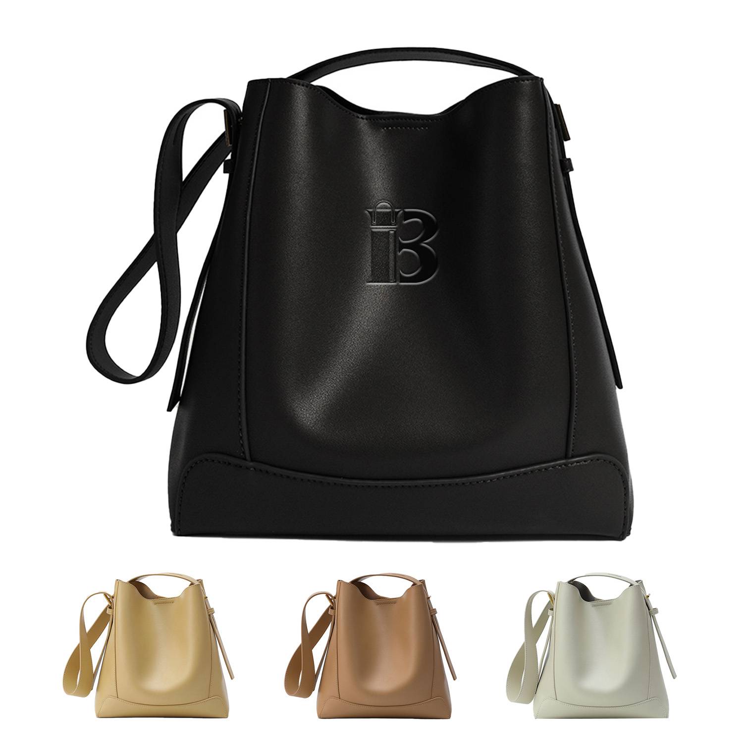 Genuine Leather Tote Bucket Bag 2