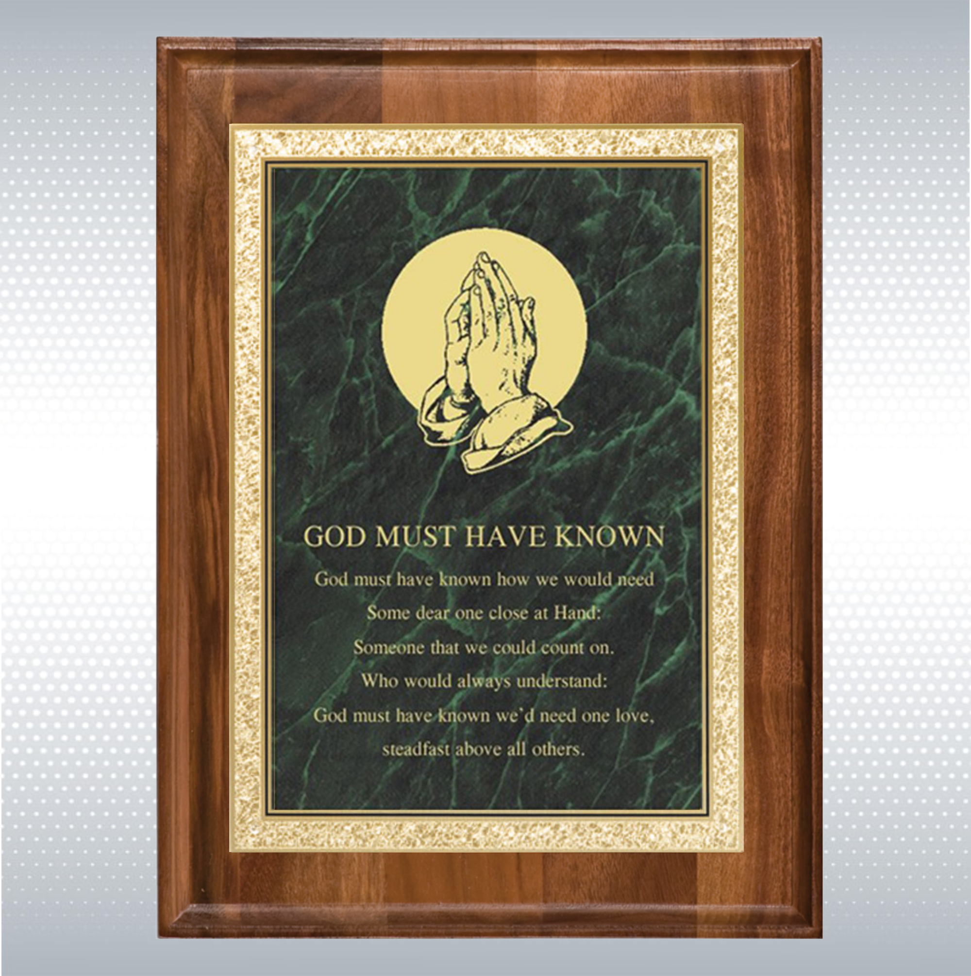 Walnut Rectangle Plaque w/Green Brass Engraving Plate (7" x 9") 9
