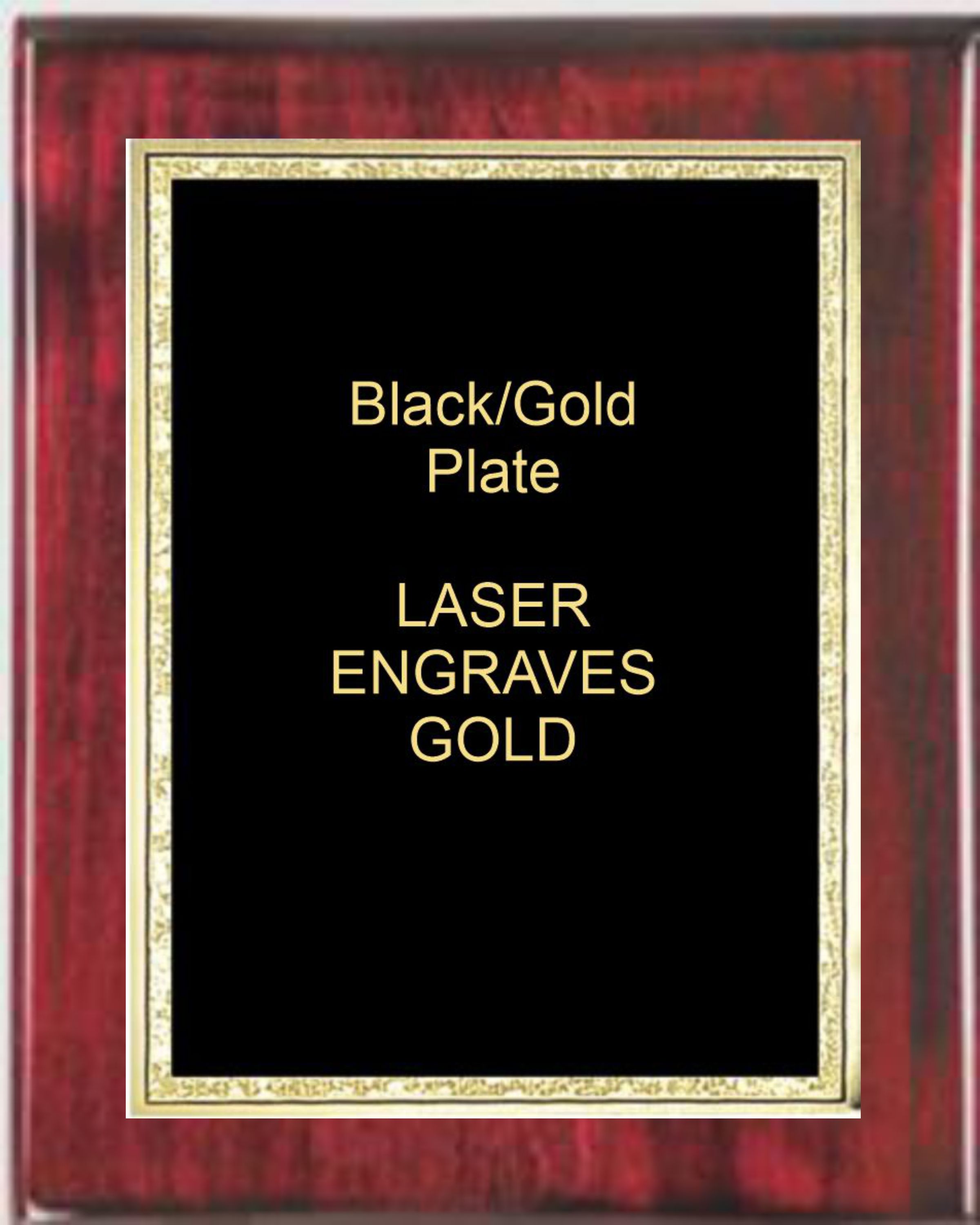 8" x 10" Rosewood Premium Piano Finish Plaque with a Black Florentine Plate 2