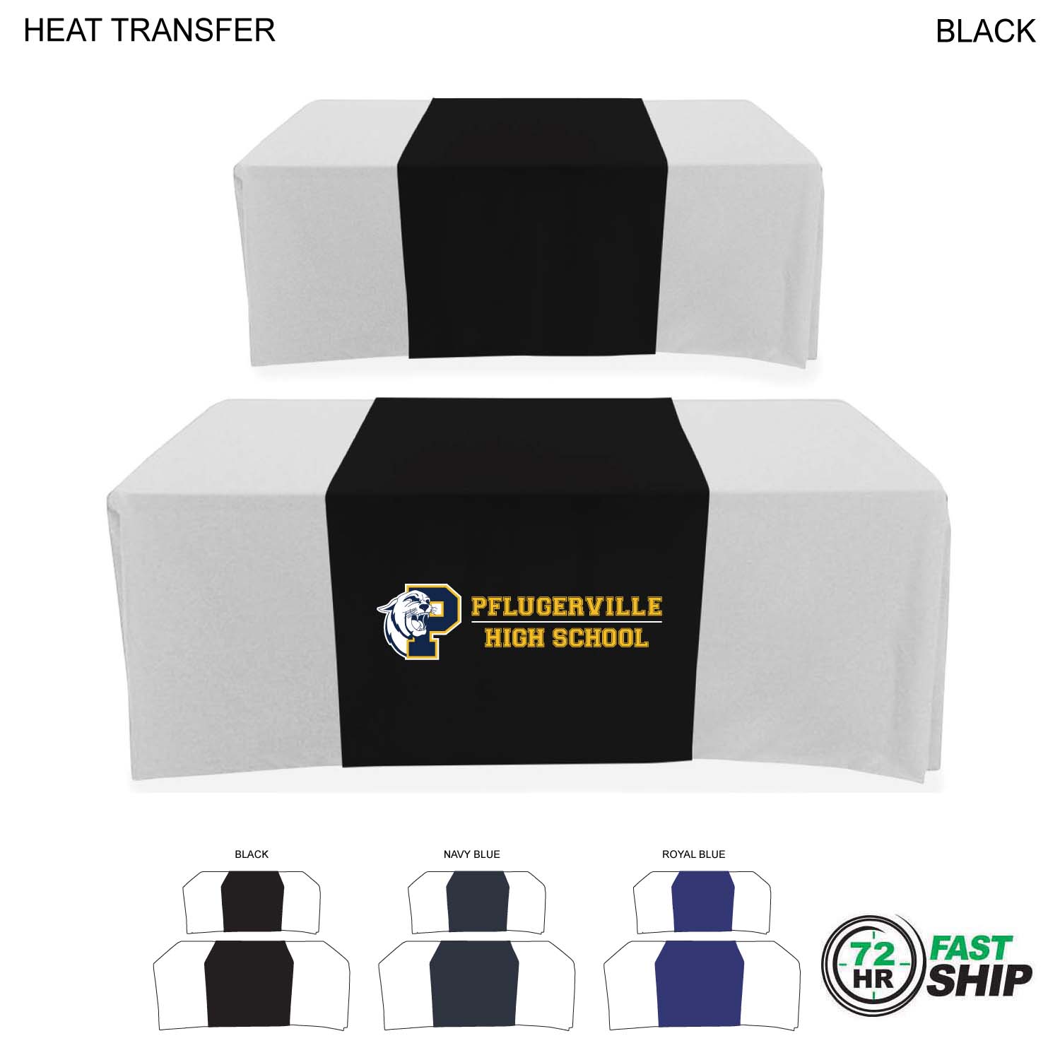 72 Hr Fast Ship - Polycotton Twill Table Runner, 30x90, Covers Front, Top and Back 3