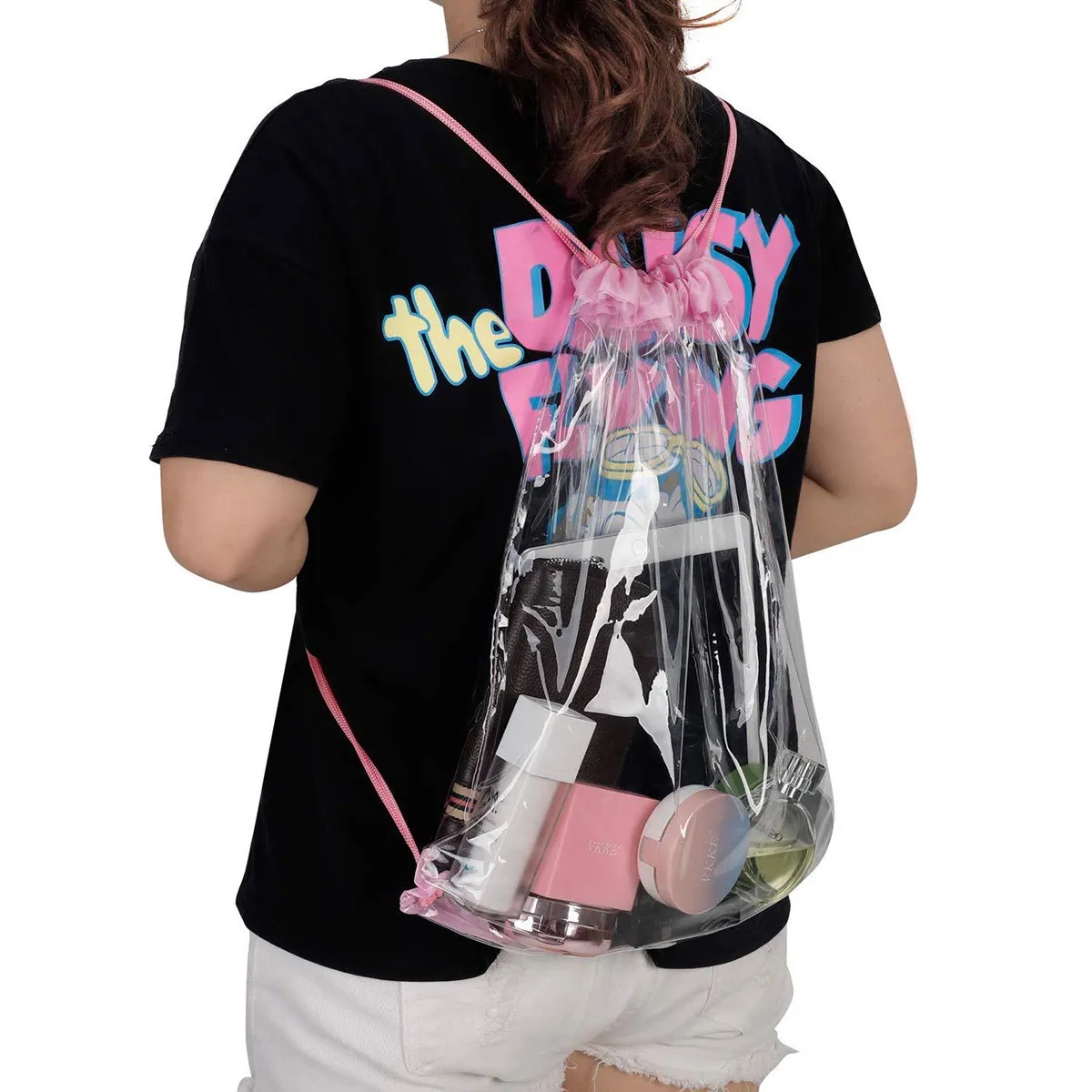 Customizable Waterproof Clear Stadium Drawstring Bag 9