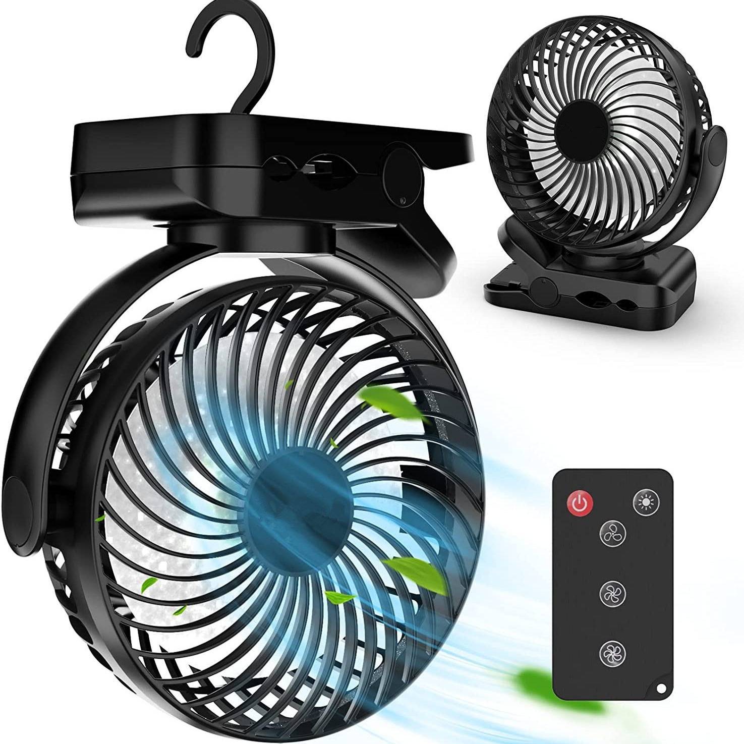 Portable Camping Rechargeable Fan with LED Lantern 5