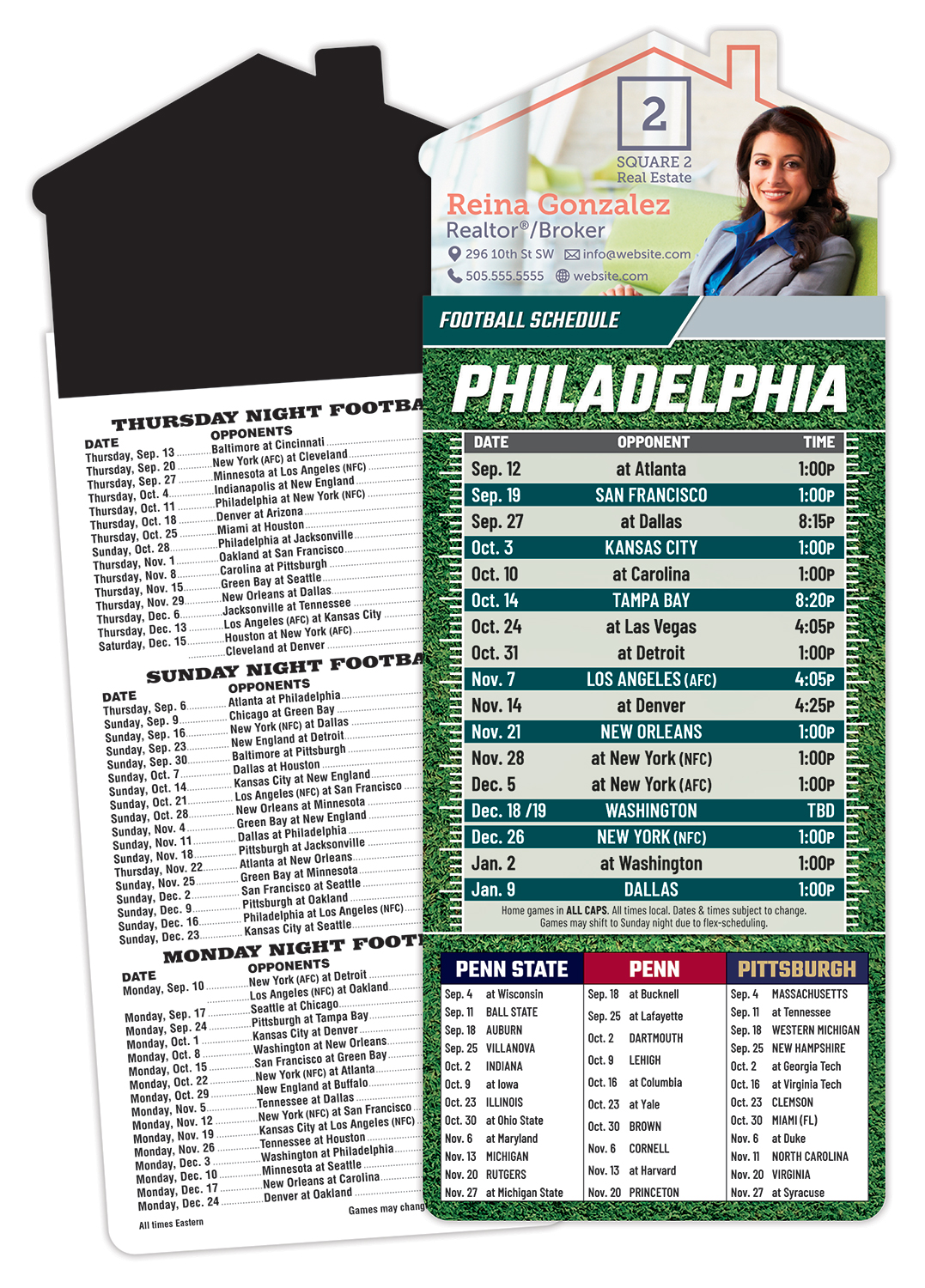 Magna-Card House Shape Magnet Football Schedules (3.5x9)