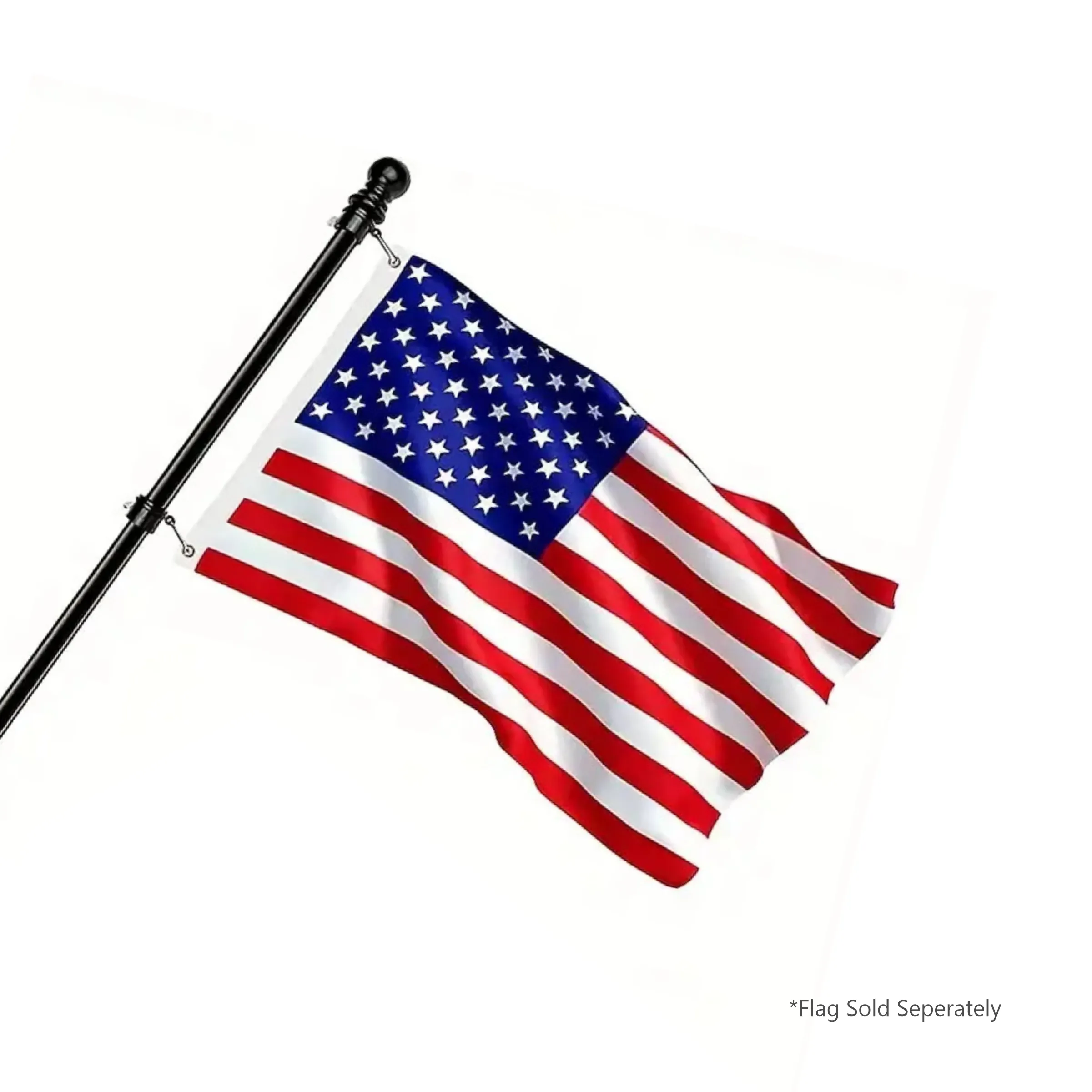 2' - 8' Flagpole with Rotating Clips Kit - Black/White 7