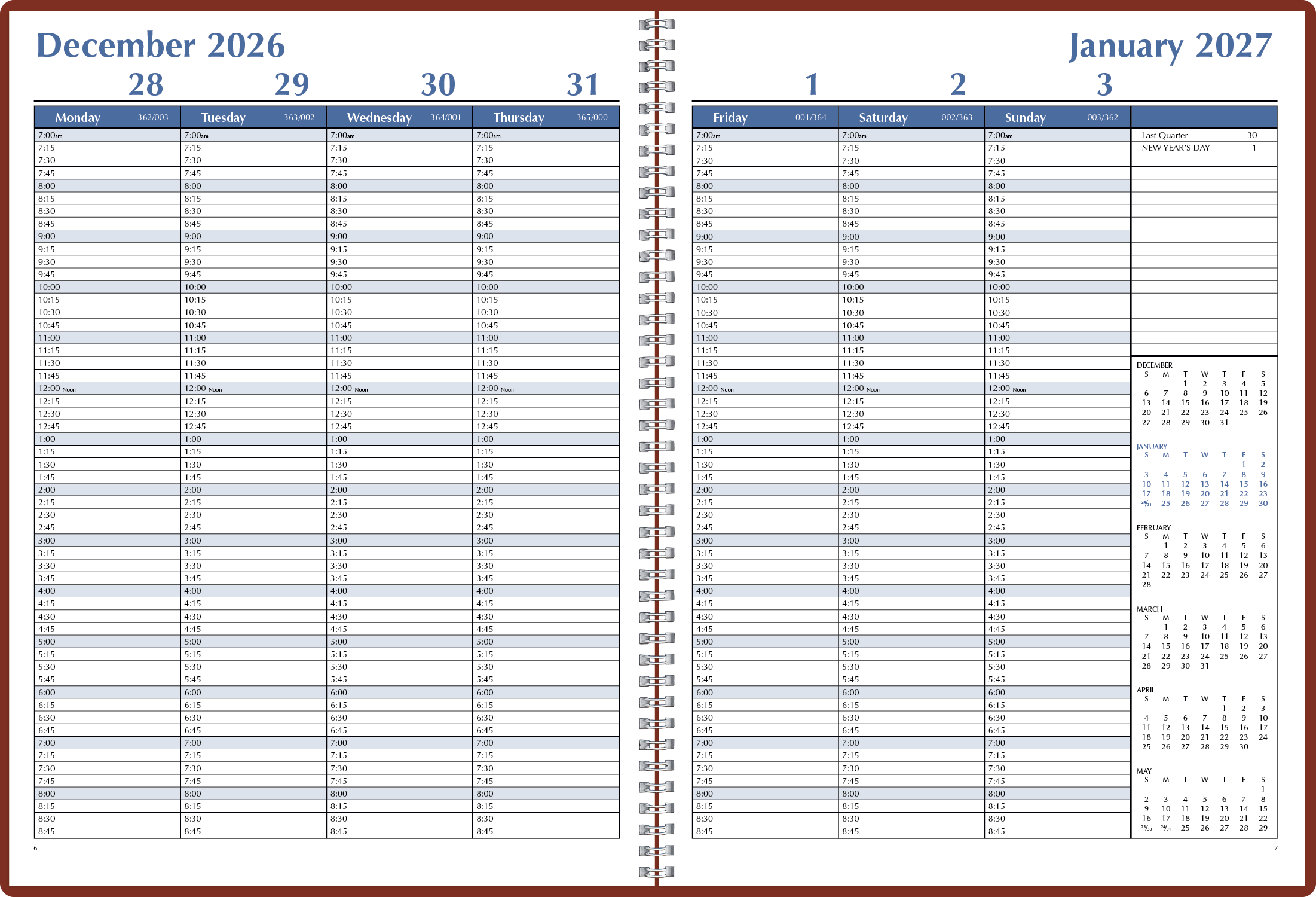 Triumph® Calendars Weekly Time Manager 90