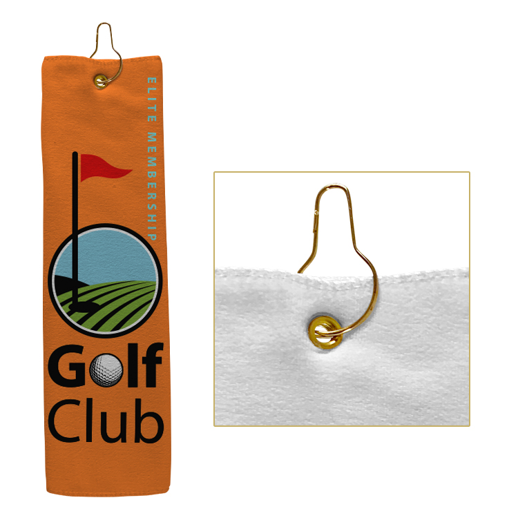 Small Custom Full Color Grommeted Tri-Fold Golf Towel 11