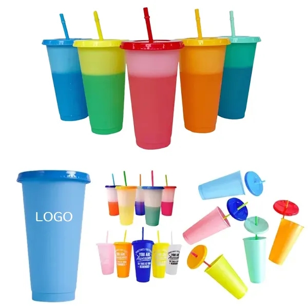 24oz Color Changing Reusable Plastic Cups 4