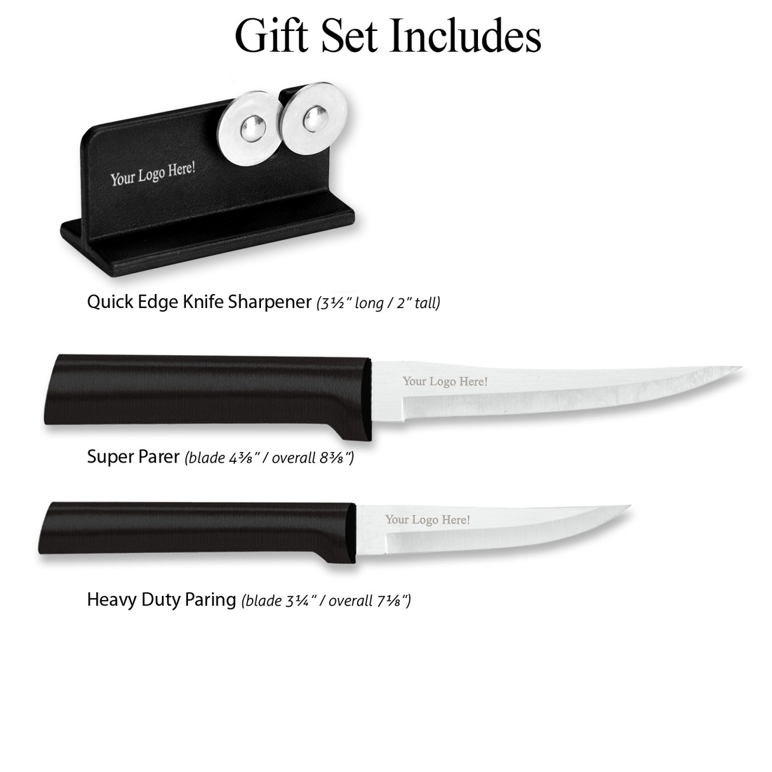 Paring Pair Plus Sharpener Gift Set w/Black Handle 4