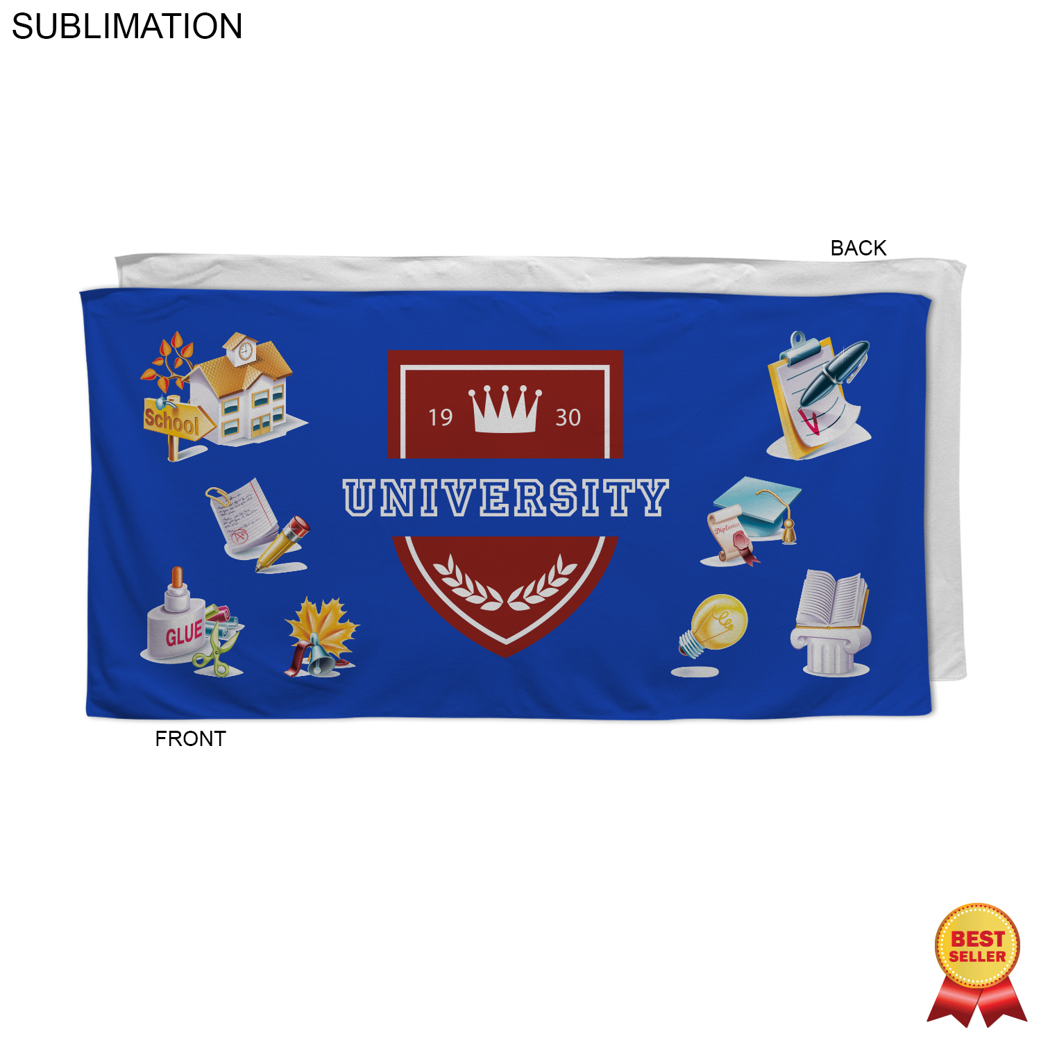 Colored Microfiber DriLite Terry Beach Towel, 30x60, Sublimated in Any PMS color Edge to Edge 1 side 15