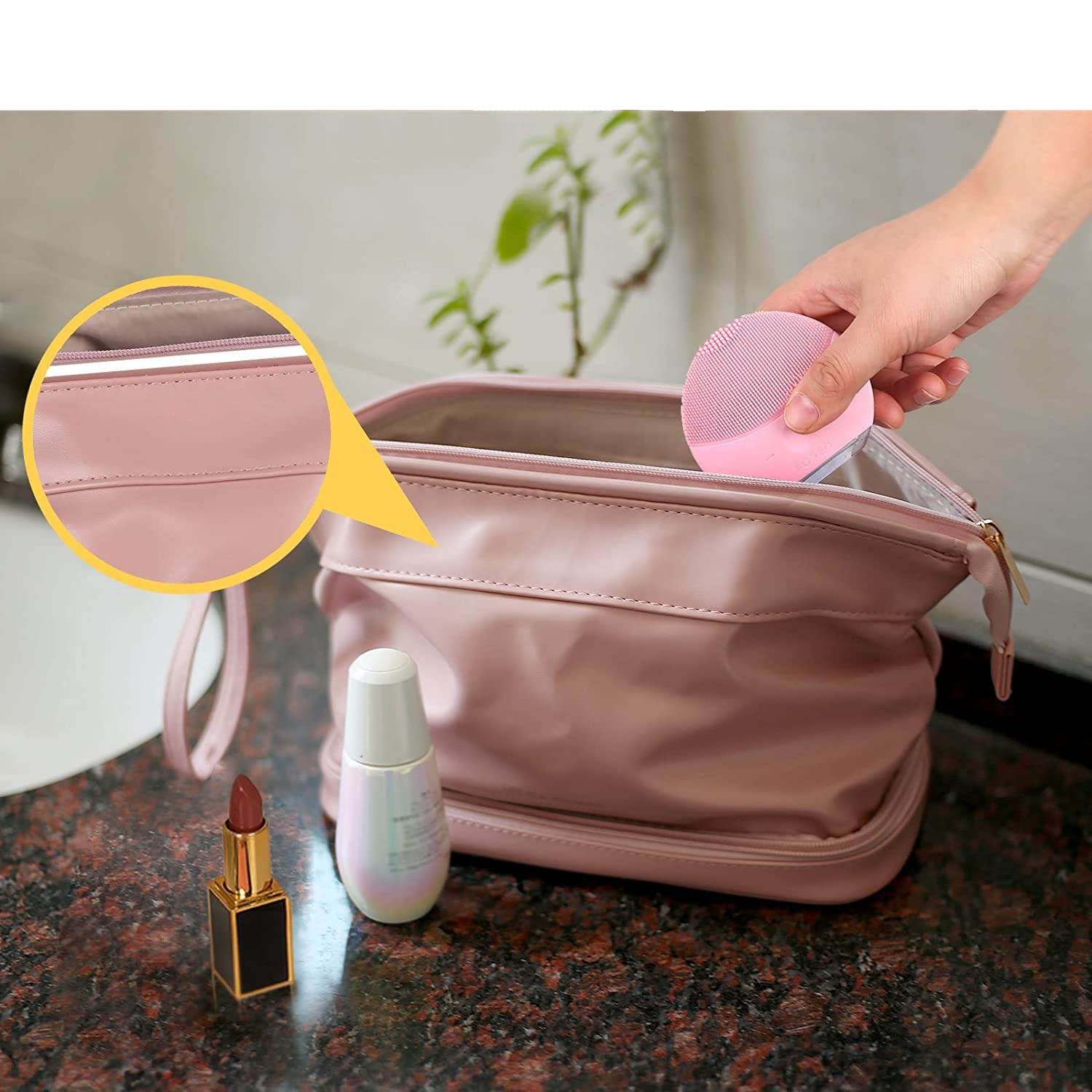 PU Leather Zipper Makeup Bag 6