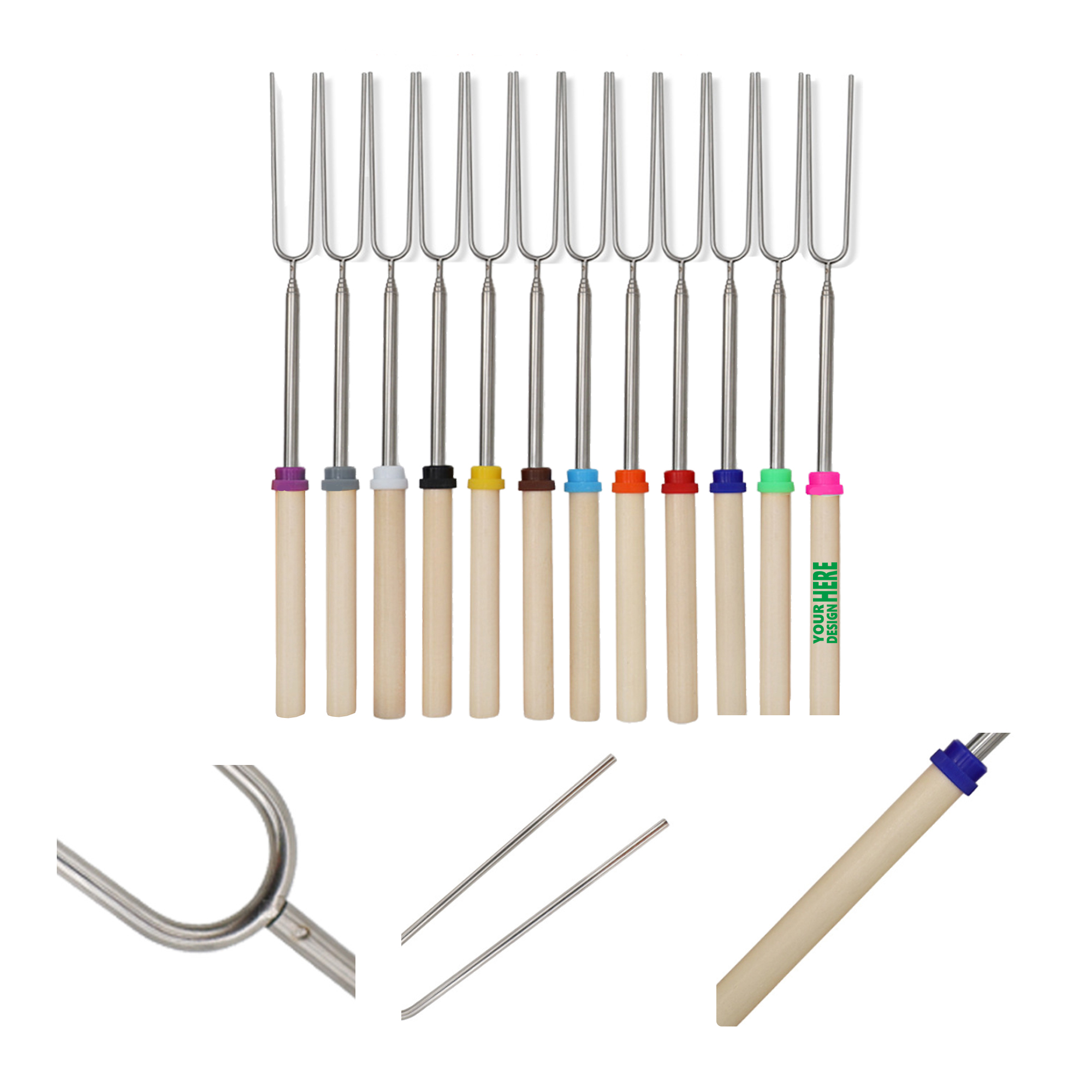 MOQ 50 Stainless Steel Telescopic BBQ Skewers 2