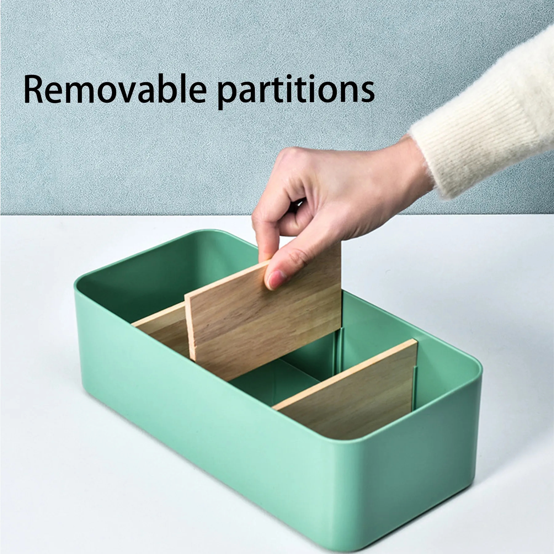 Plastic Rectangular 4-Compartment Tabletop Storage Box 3