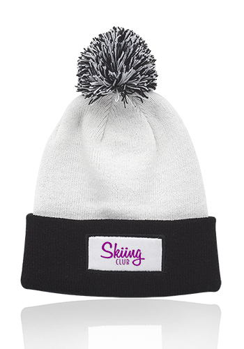 Fuji Two-Tone Patch Pompom Beanies 1