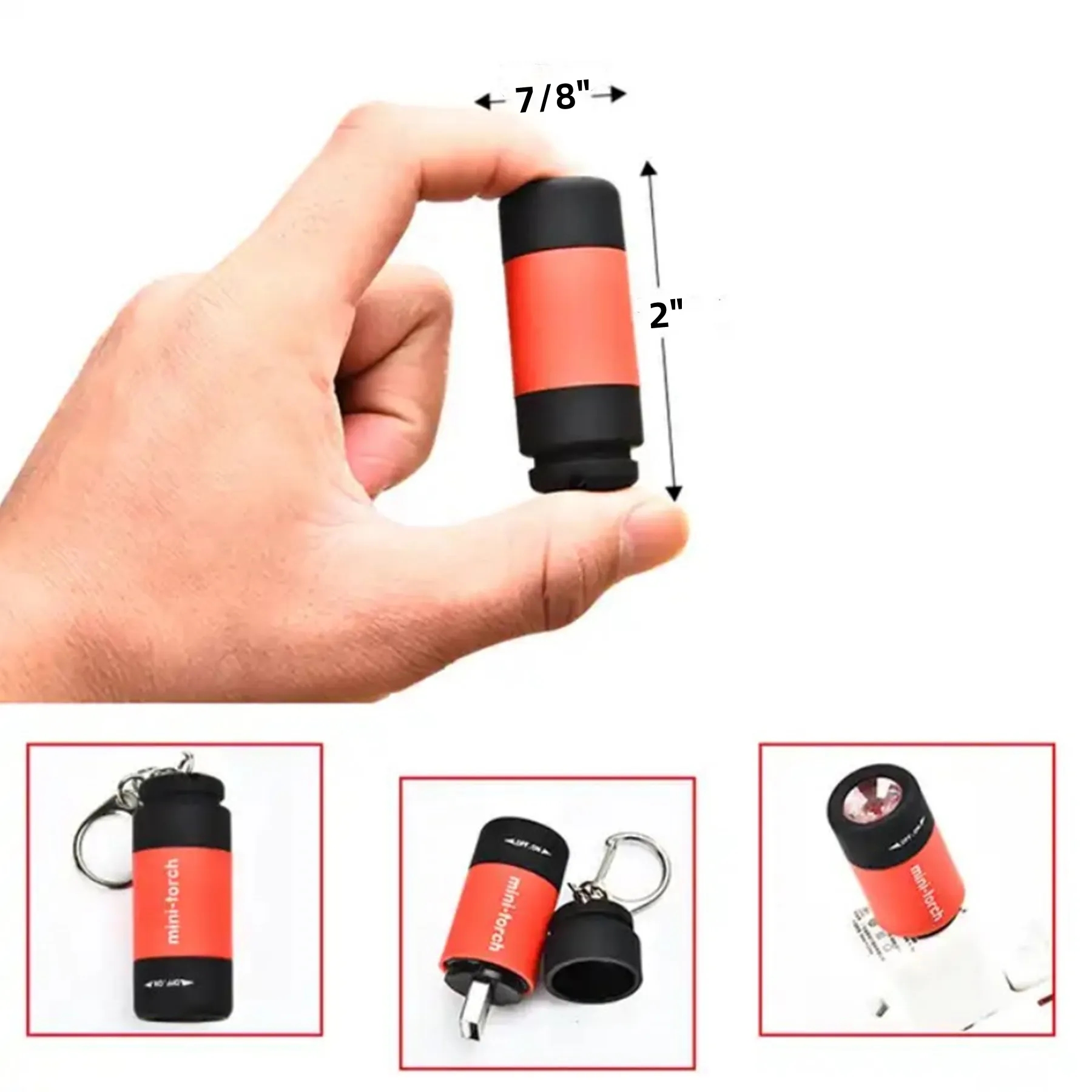 Rechargeable USB Mini Torch With Keychain Light 6