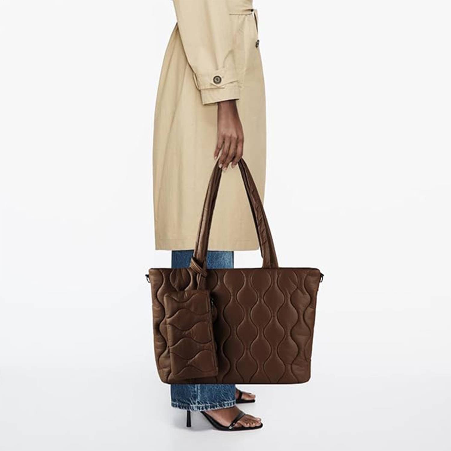 PU Puffer Tote Bag with zipper for Women, custom tote bag with logo imprint 4