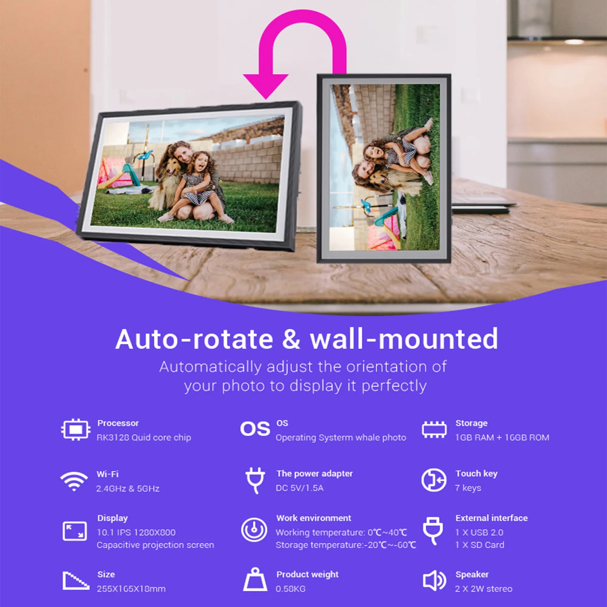 10.1-Inch Digital Photo Frame 32G 6