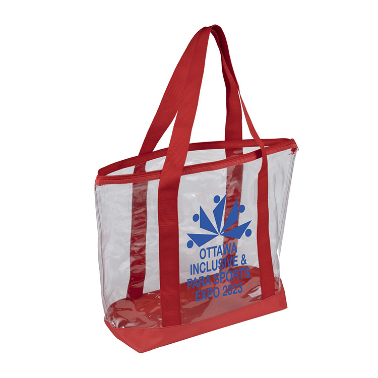 19"W x 13 ½"H x 6"Gusset - "BONDI" Jumbo Clear Zippered Tote Bag 11