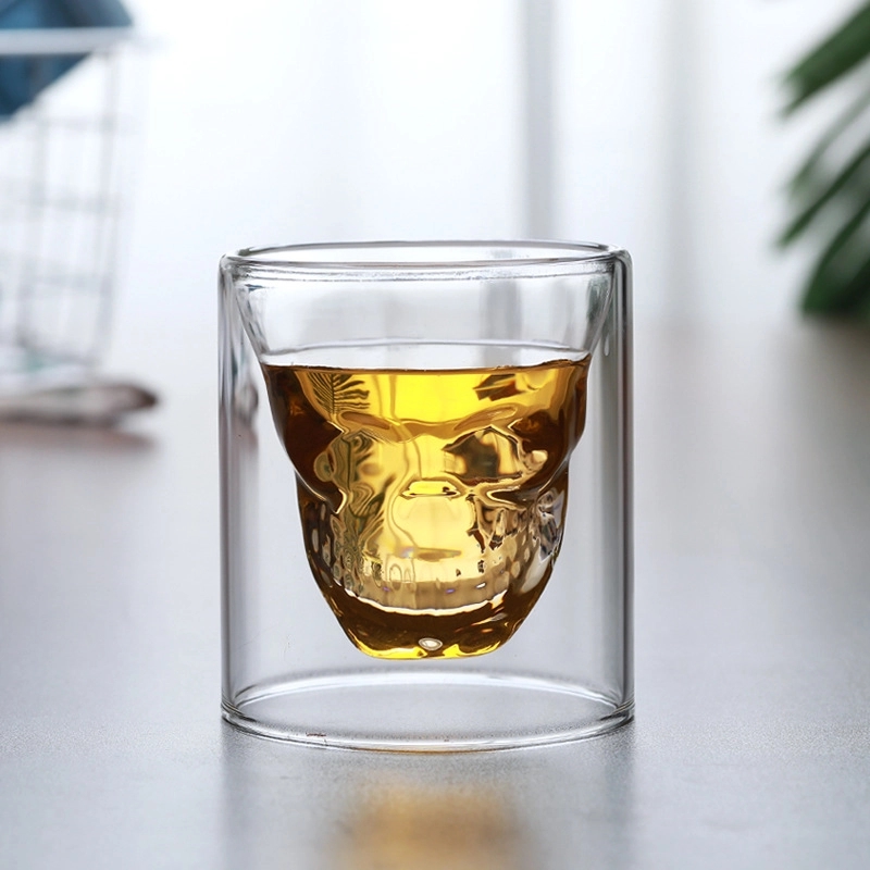Custom 8.5 oz Double Layer Design Skull Whiskey Glass 4