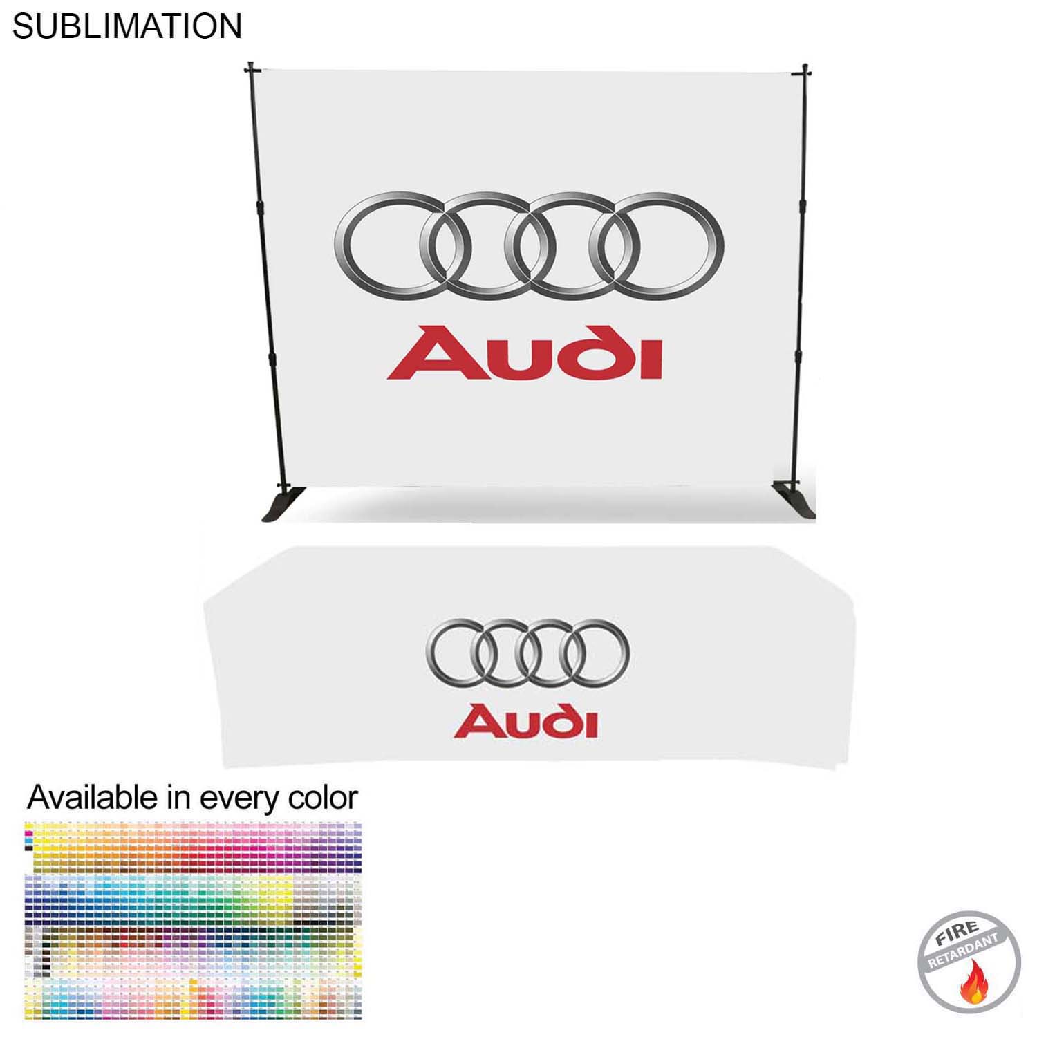 Tradeshow Booth Package Deluxe, 10' Expanding Display Wall and 8' Sublimated PREMIUM Tablecloth 13
