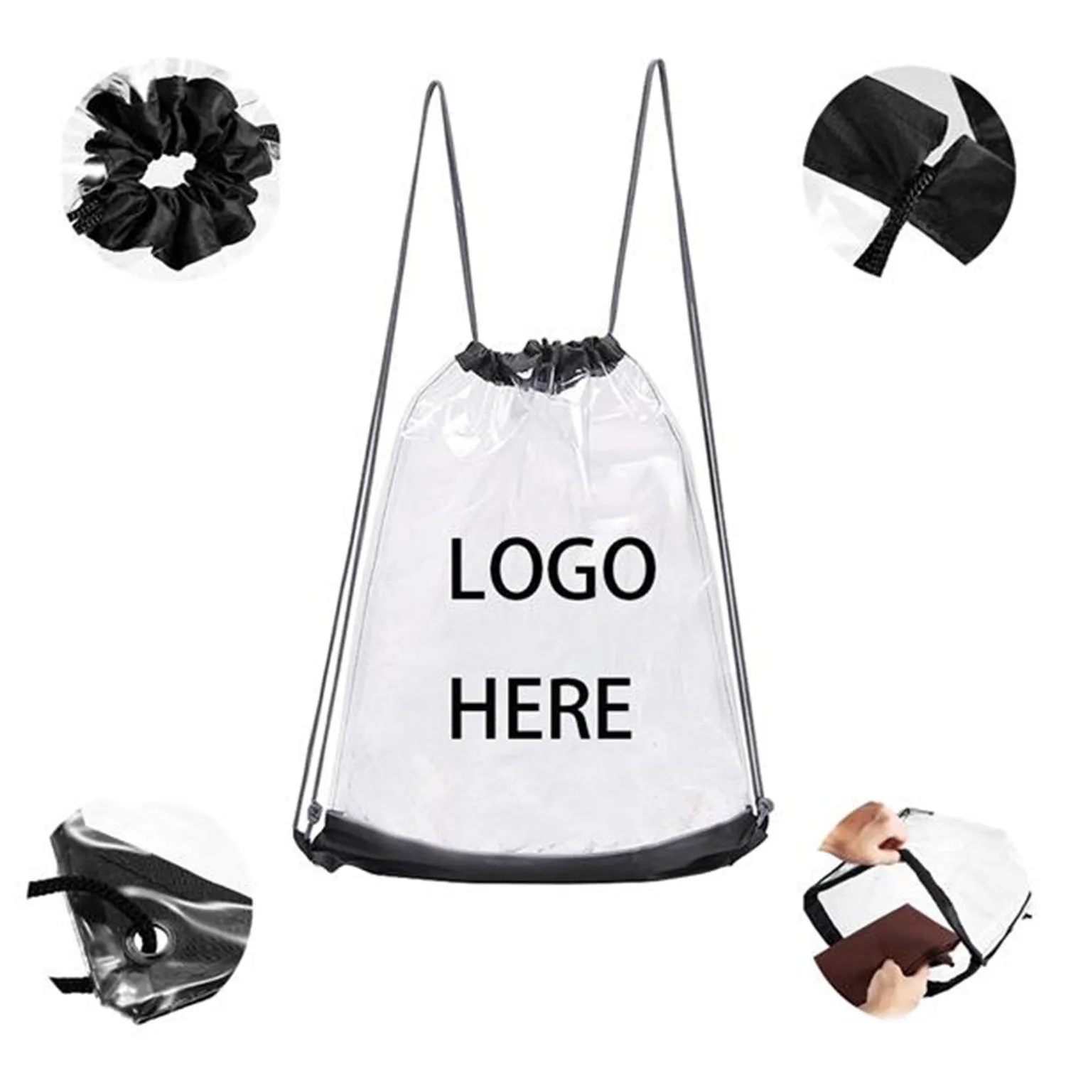 Promotional Clear Plastic Drawstring Bag 1