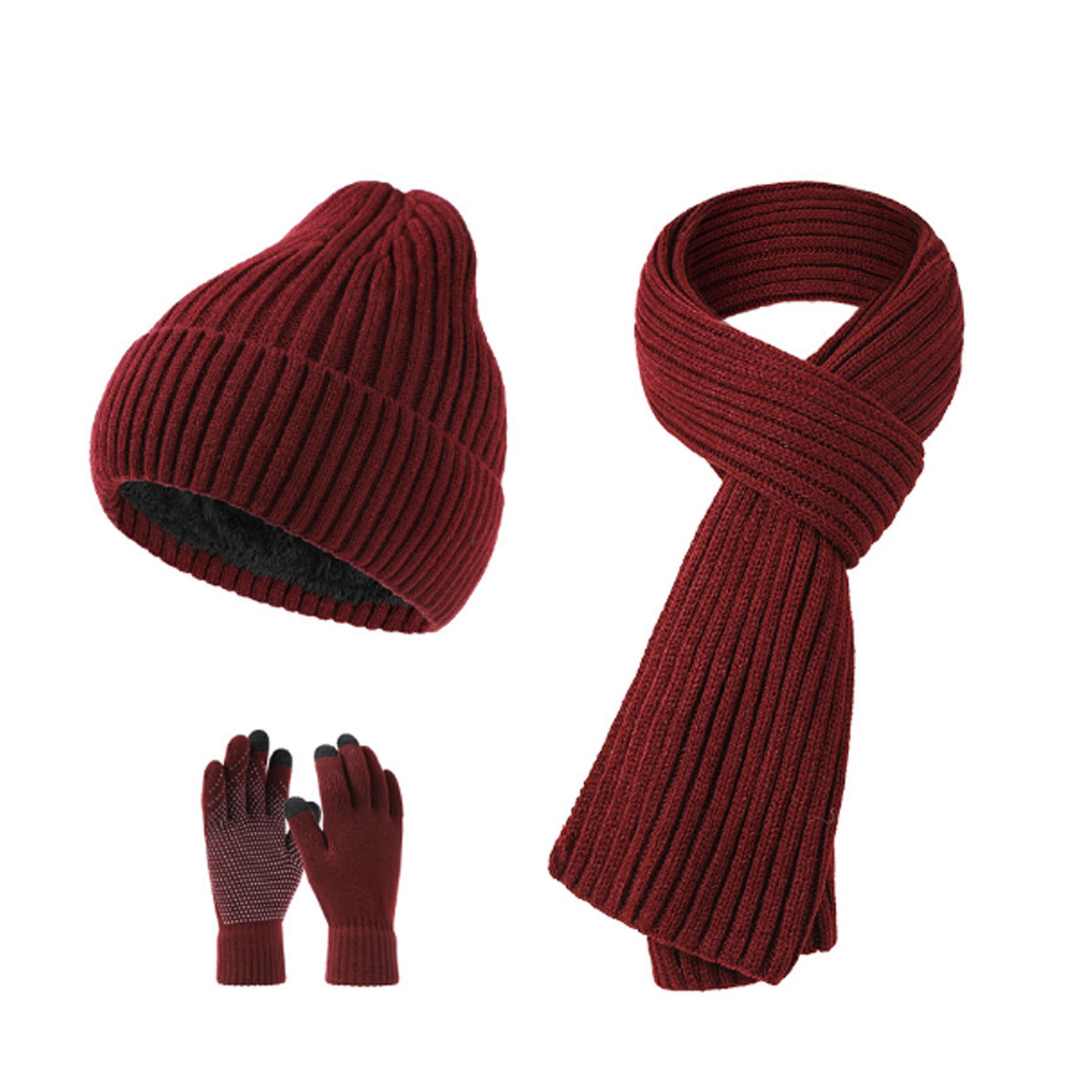 Beanie Neck Warmer Gloves Set 2