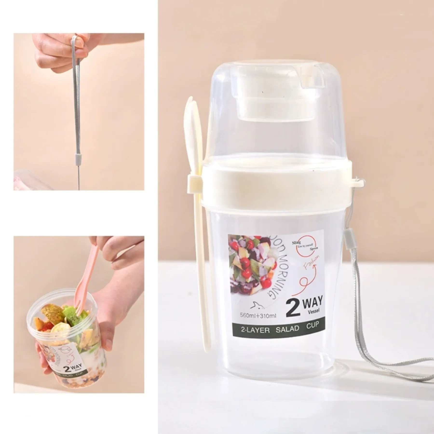 Salad Shaker Cup with Lids and Fork 2