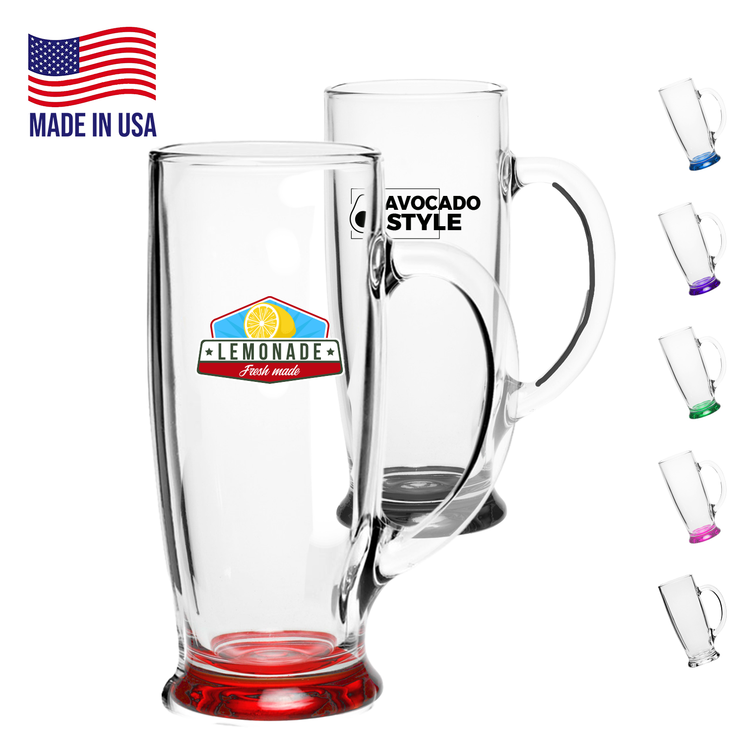 16 oz. USA made Slim Design Clear Wall Glass Mugs 2