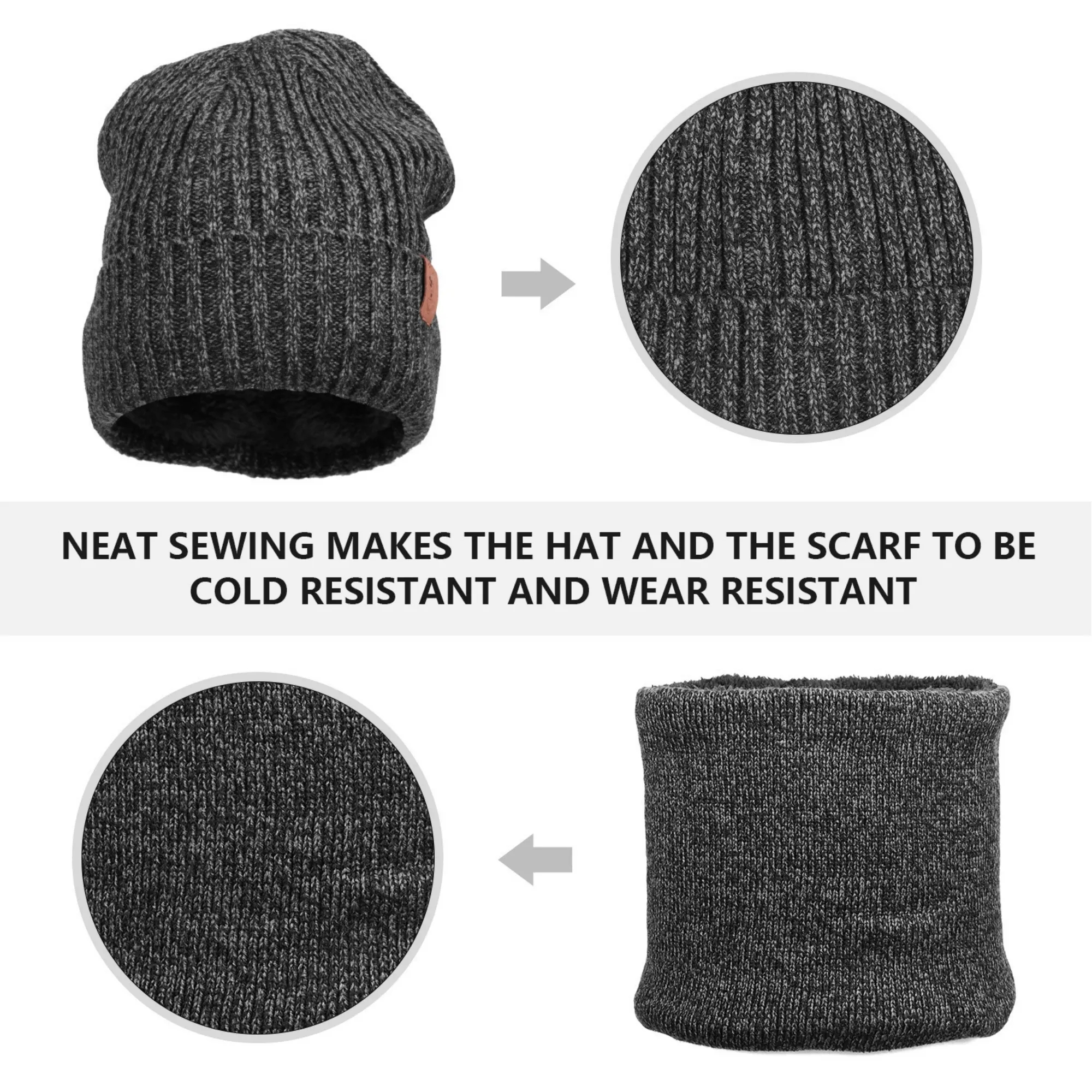 Premium Quality Men's Knit Hat Two-Piece Set Comfortable 4