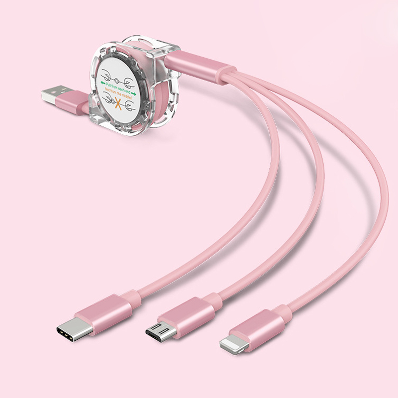 Retractable USB 3 IN 1 Phone Charger Cable 4