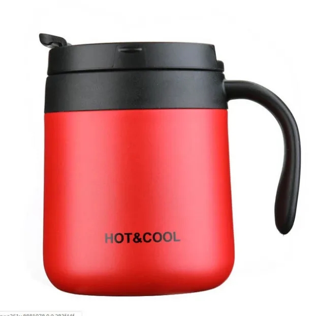 Double Wall Vacuum Reusable Coffee Cup with Handle,12oz. 1