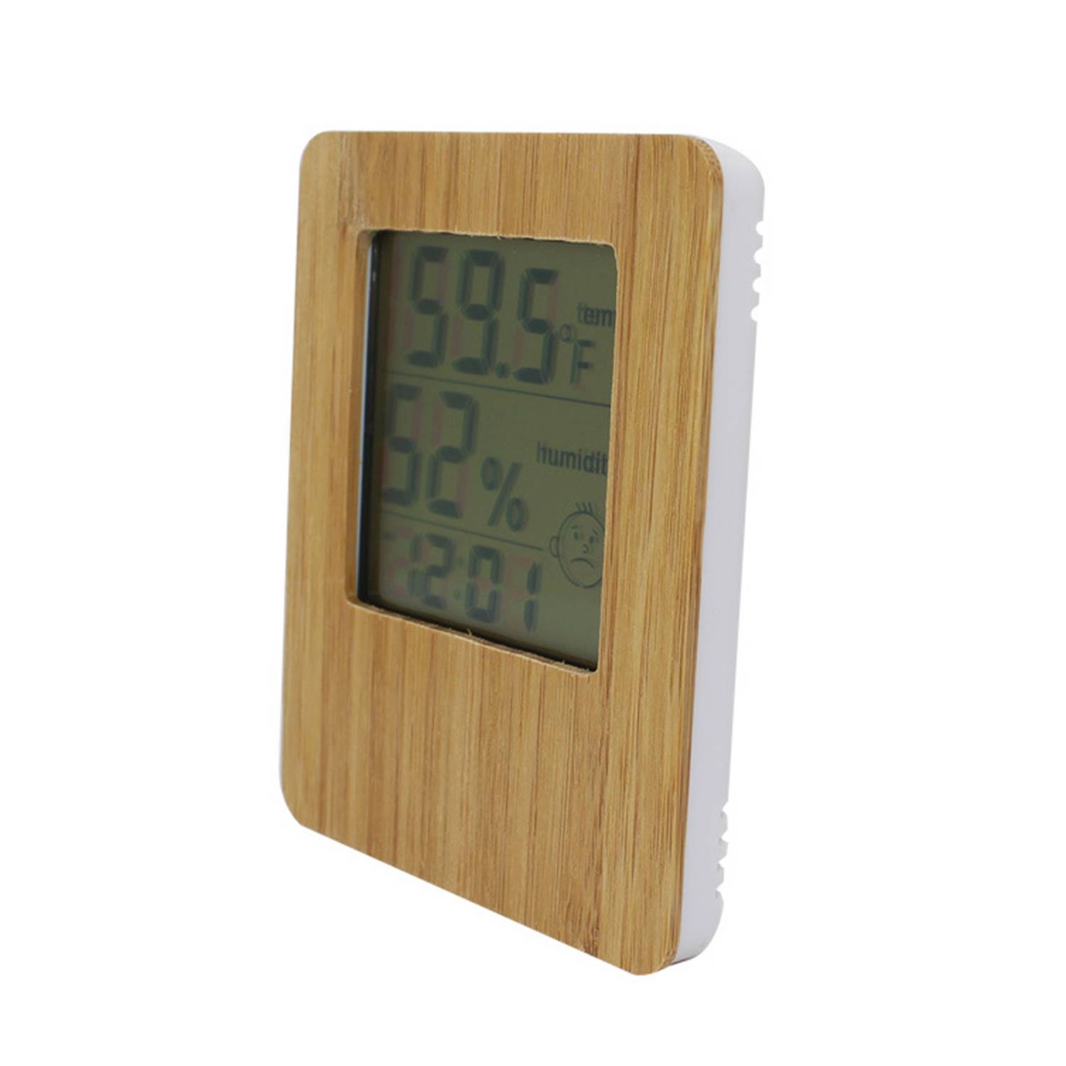 Bamboo Table Digital Clock W/ Weather Station 2