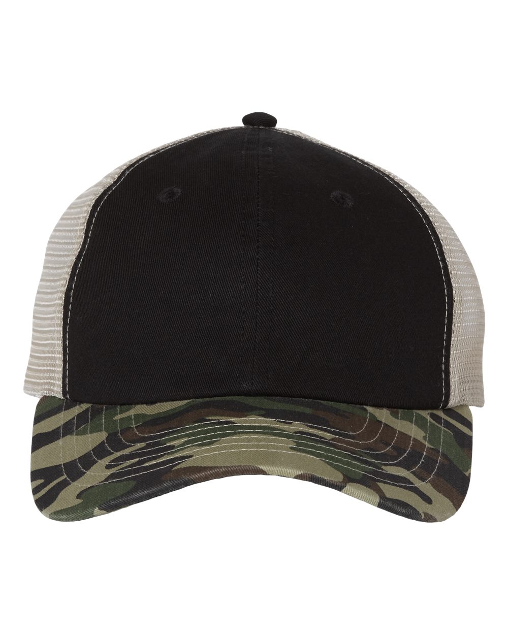 Contrast-Stitch Mesh-Back Cap