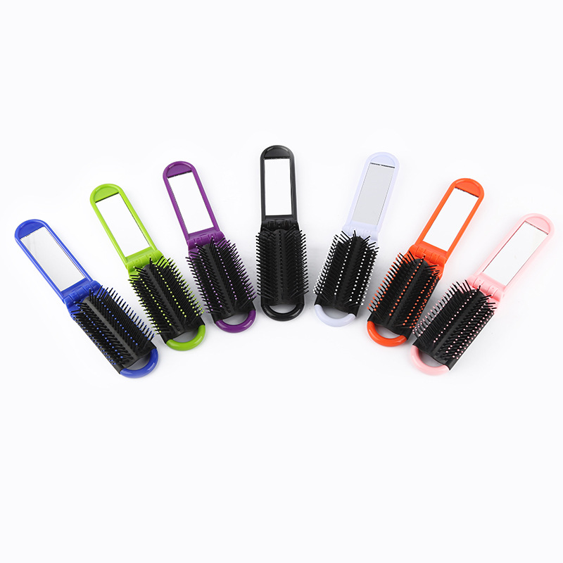 Compact Folding Hair Brush With Mirror 2