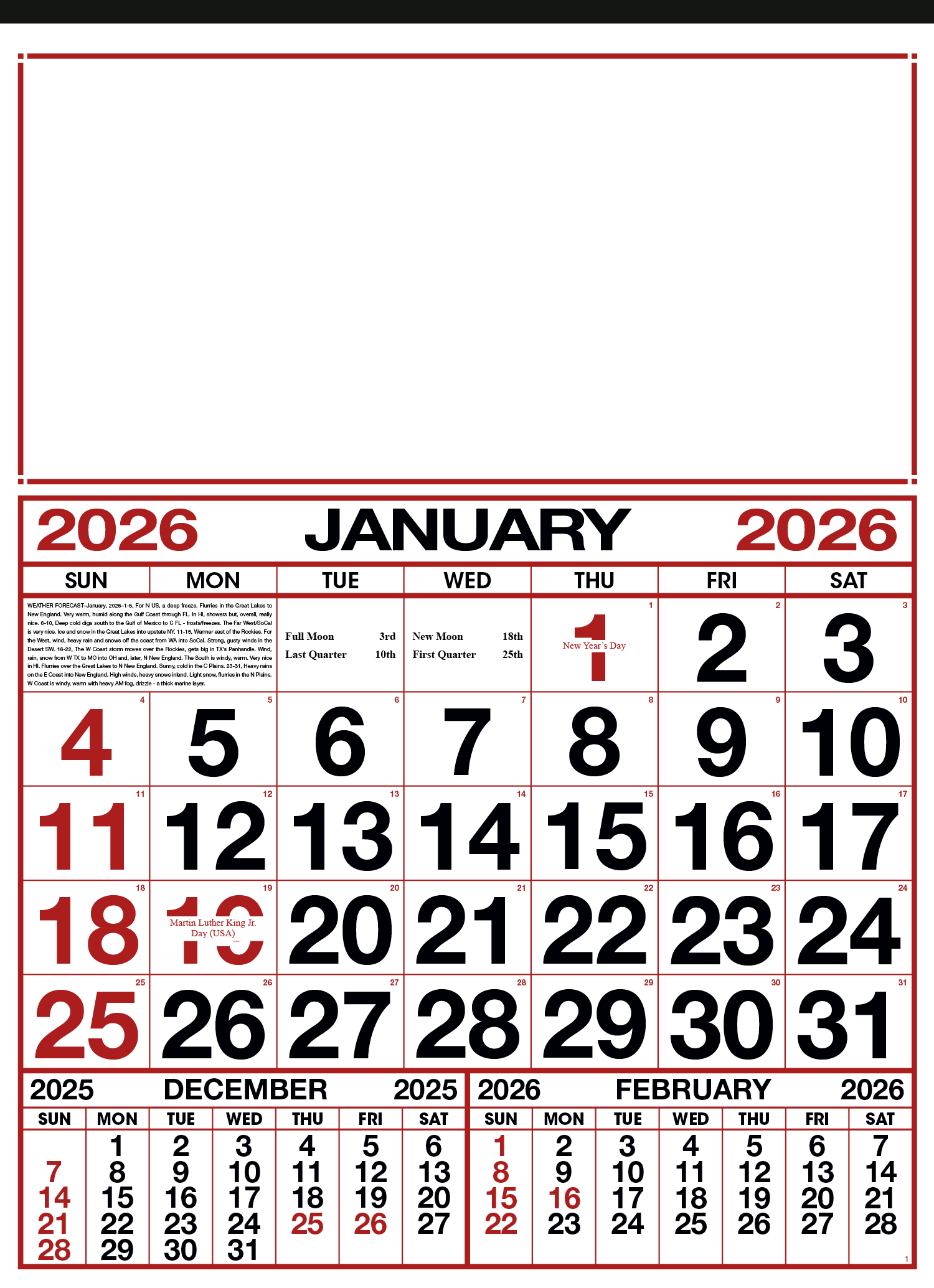 Skinner & Kennedy® Commercial 12-Sheet Calendar
