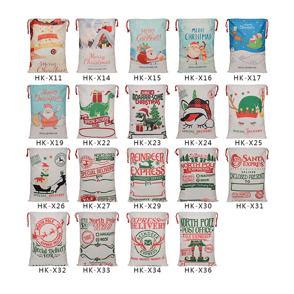50x70CM Christmas Canvas Gift Bag Drawstring Bag 9