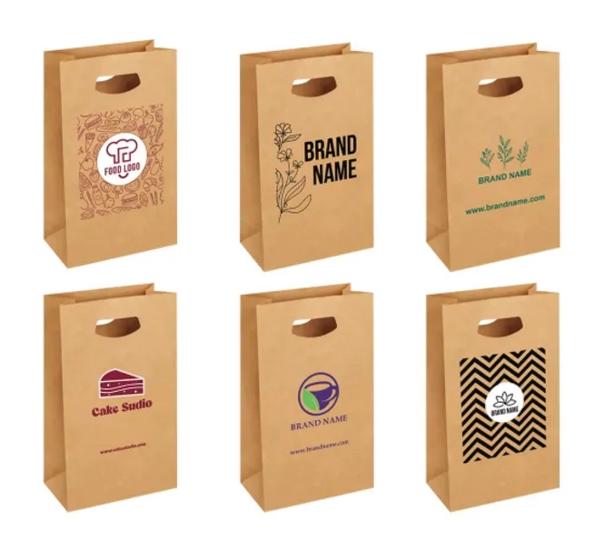 Printed Die-Cut Handle Bags - Brown (Double Sided) 4