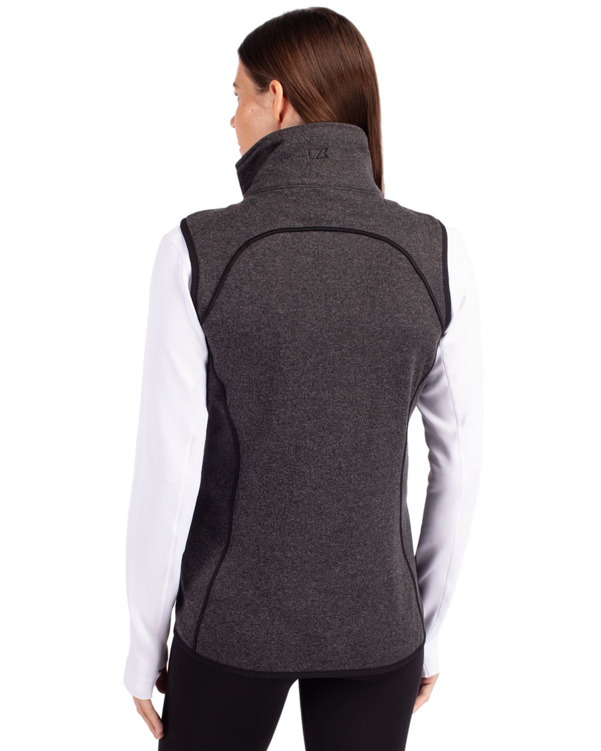 Cutter & Buck Mainsail Sweater-Knit Womens Full Zip Asymmetrical Vest 28