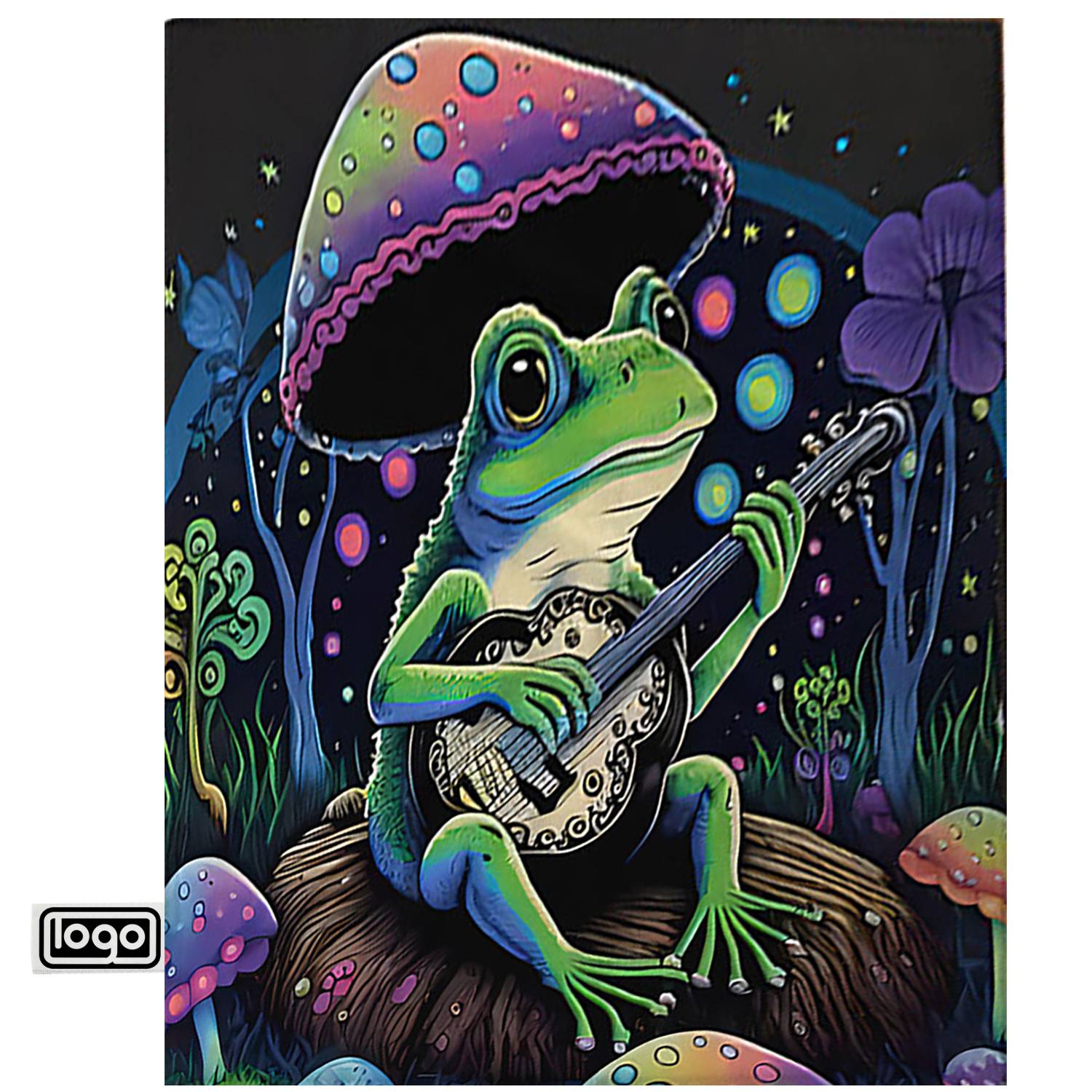 Custom Flannel Blanket Frog With Guitar