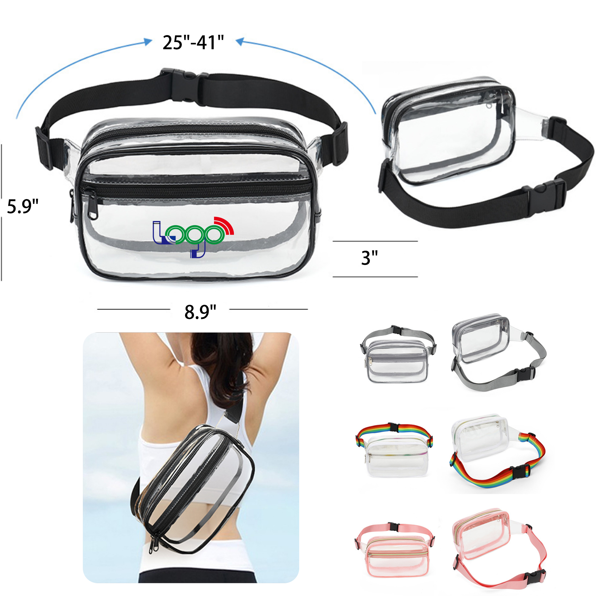 MOQ 50 PCS Stylish Transparent Waist Bag 6