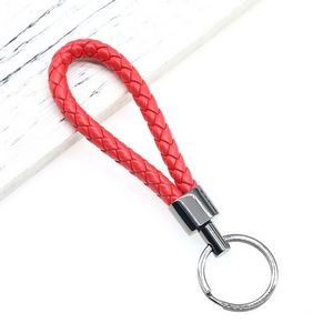Stylish Weaved PU Leather Keychain with Metal Buckle 8