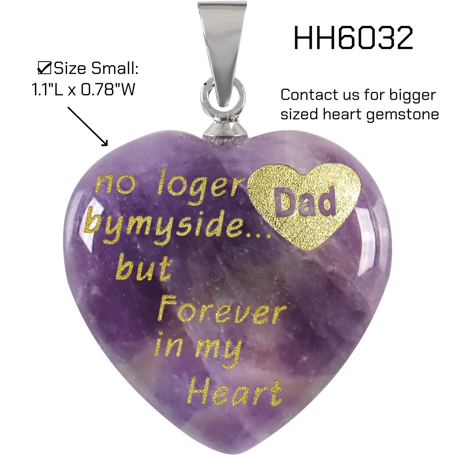 Heart Gemstone Pendant Charm with Custom Logo 4