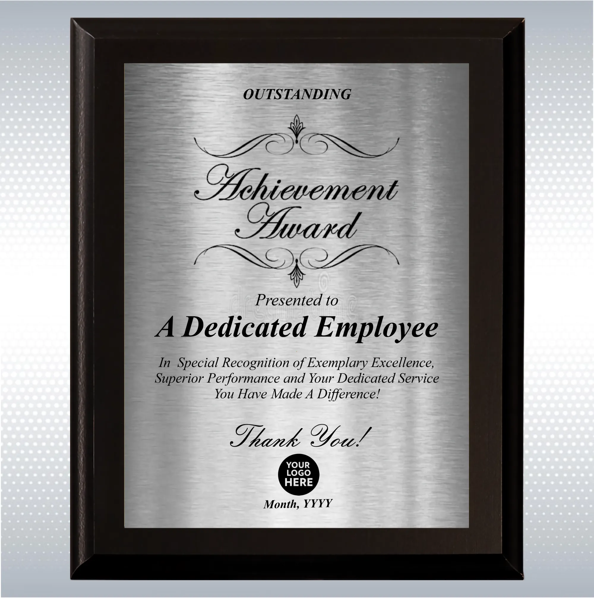Black Matte Excellence Plaque , Employee Recognition Award 15