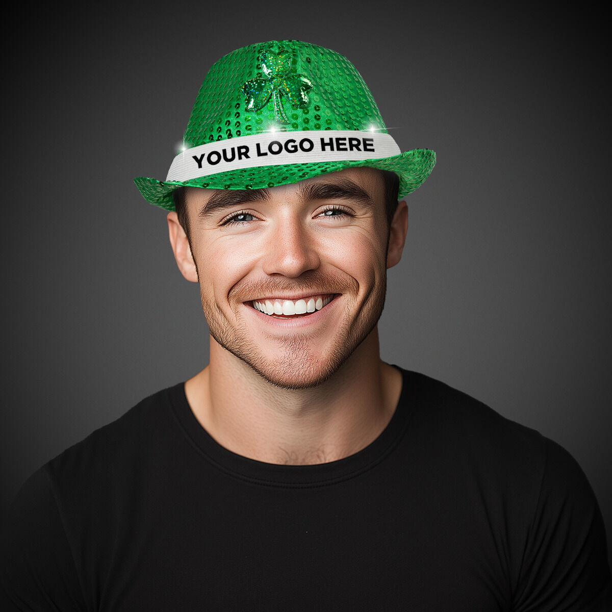 St Patricks Light Up Sequin Fedora Hat(blank) 3