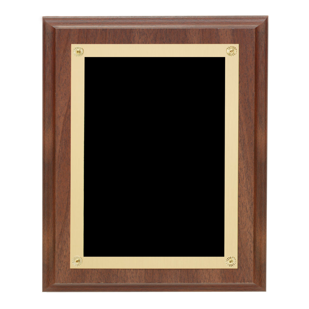 Walnut Finish Plaque w/Rosettes 5