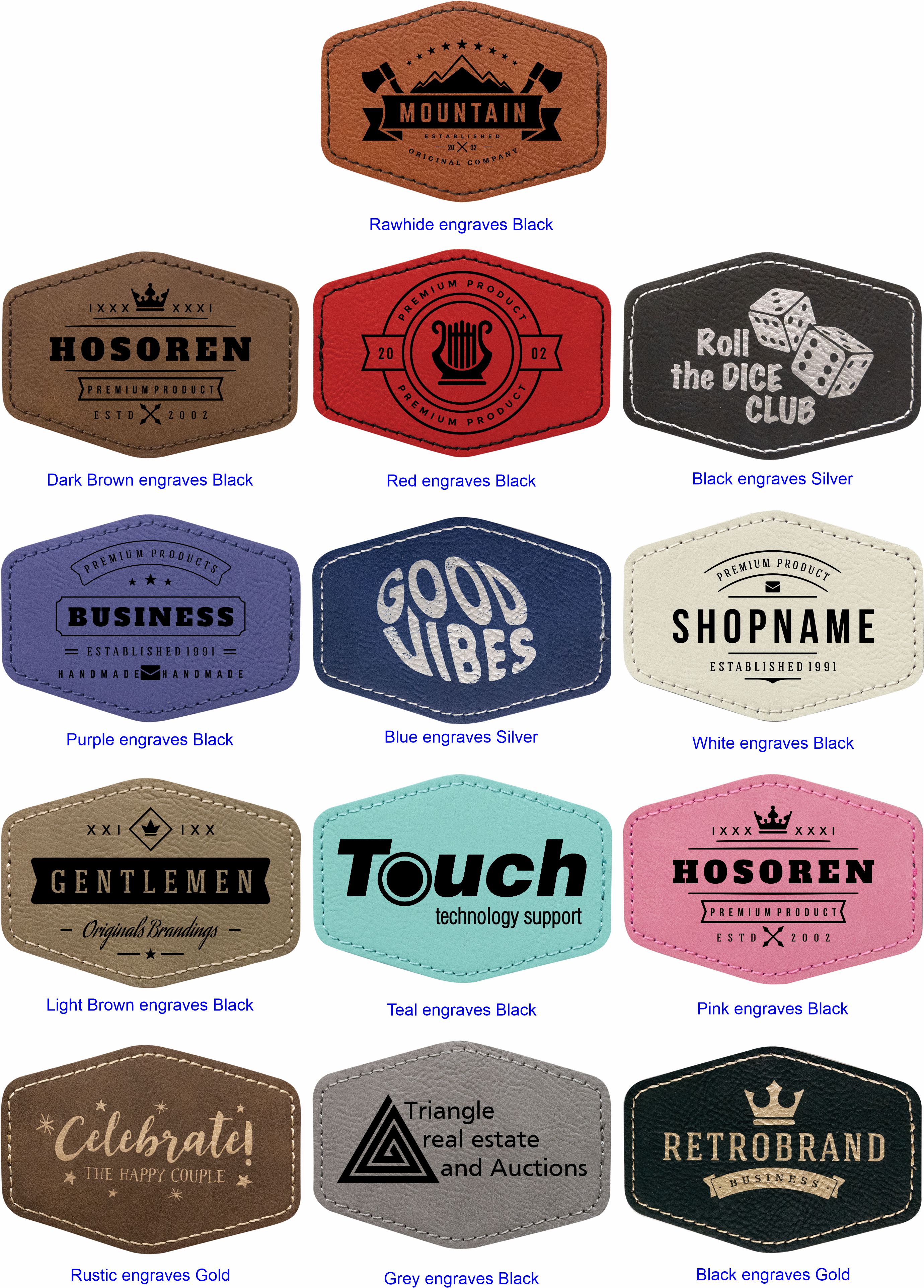 3" x 2" Hex Leatherette Patch with Adhesive 1