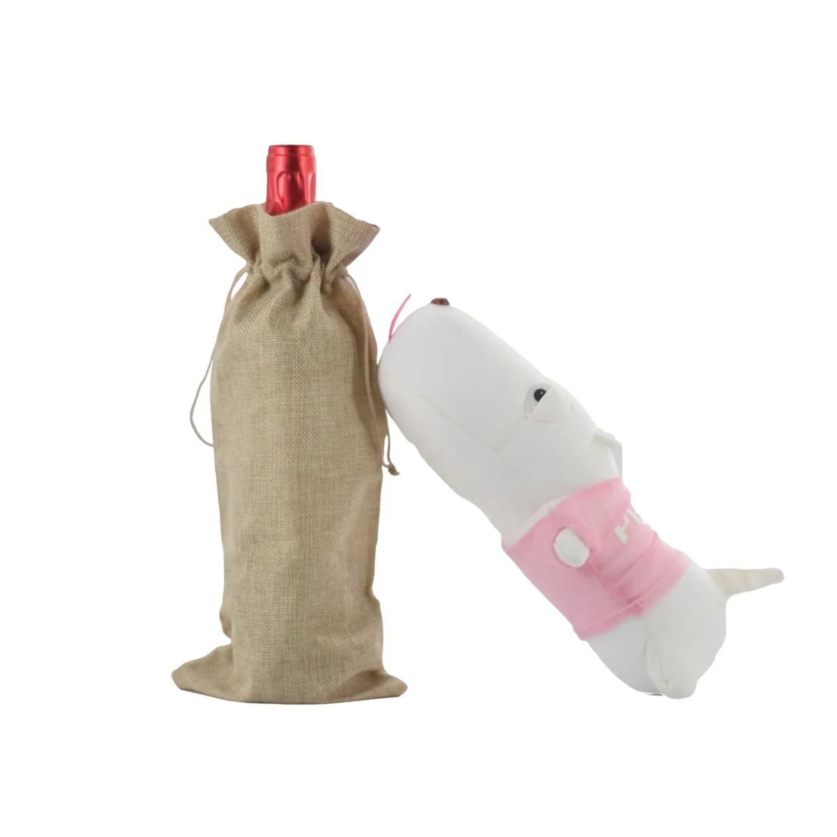 Wine Gift Pouch Burlap Fabric Reusable 18