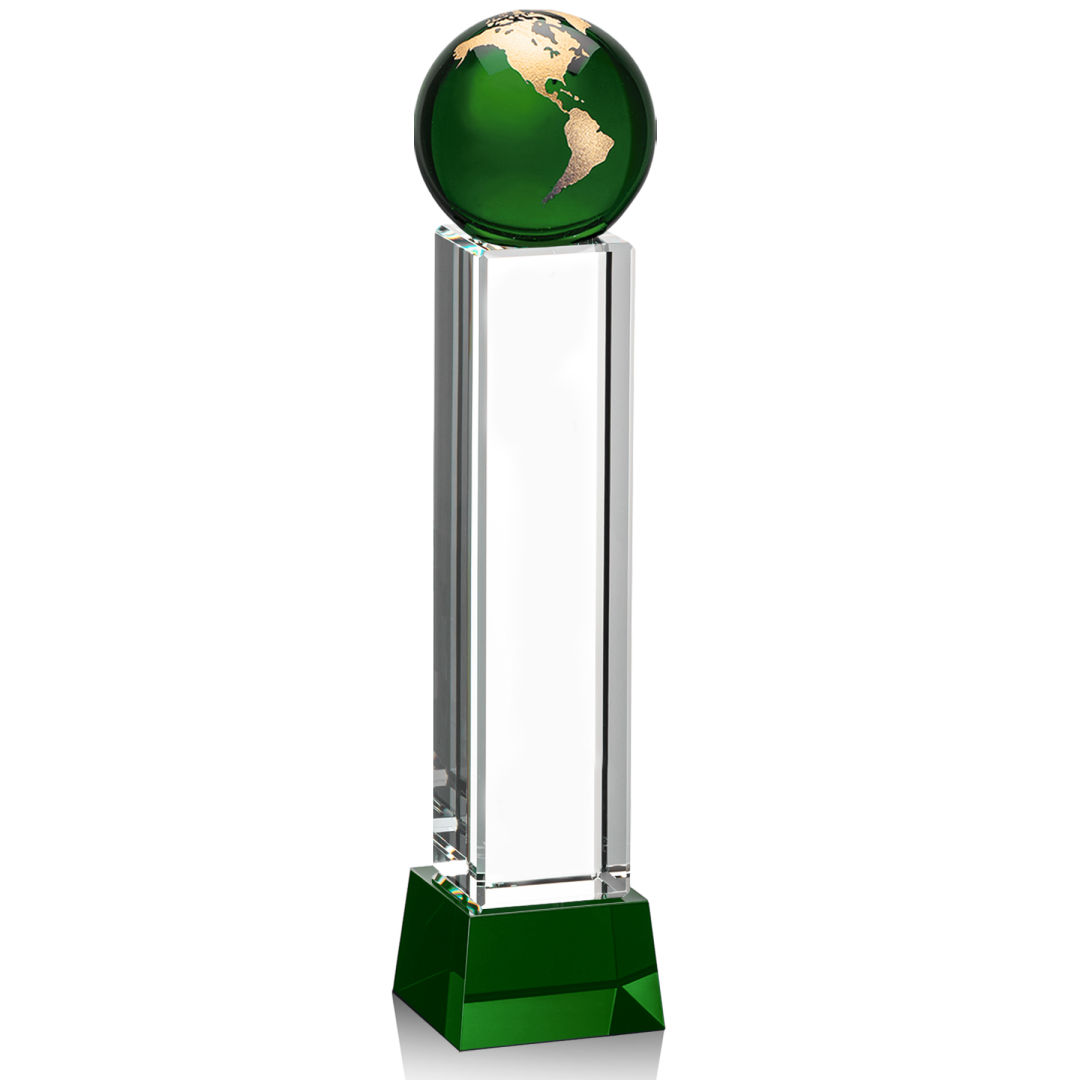 Luz Globe Award on Base - Green/Gold 1