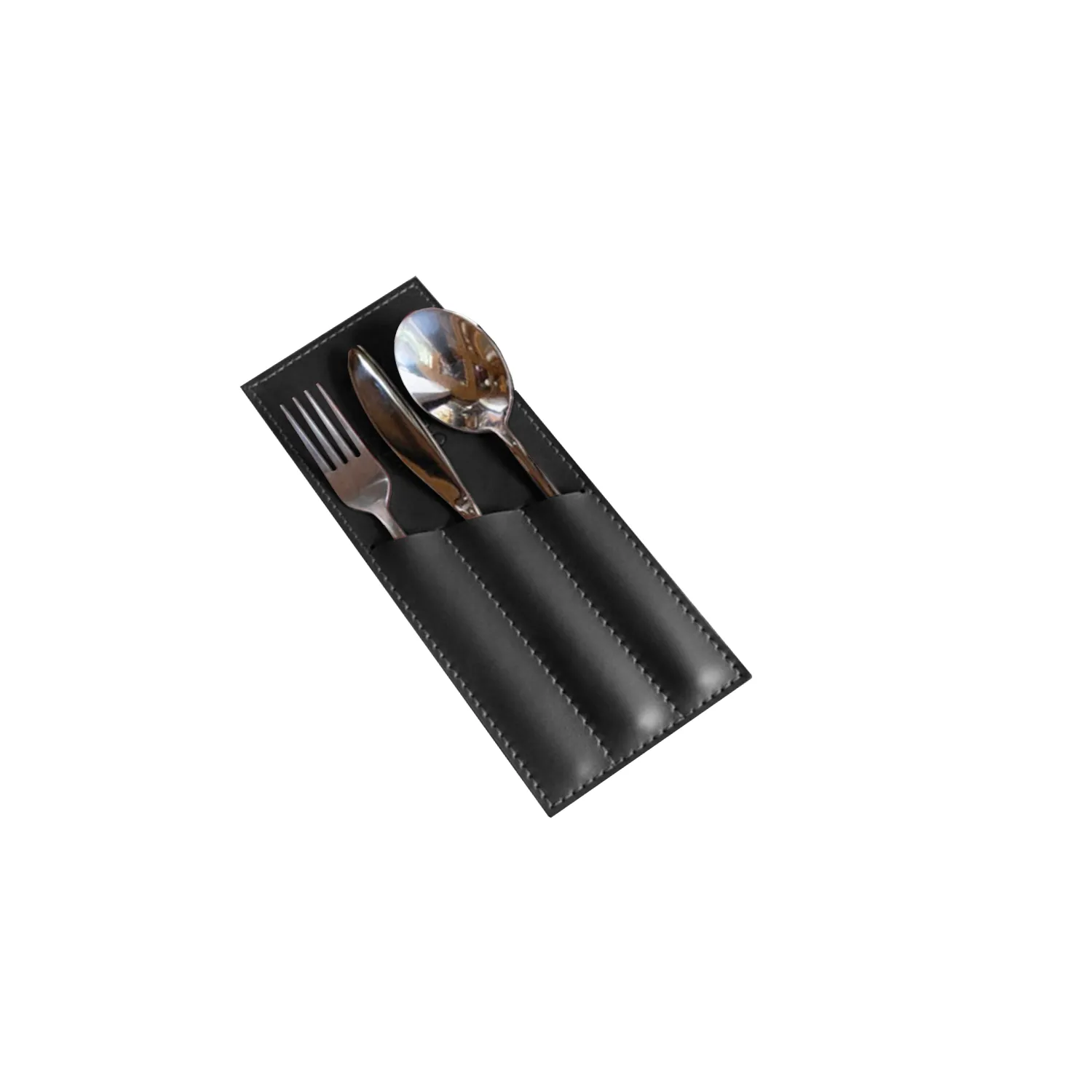 Leather Cutlery Sleeve Utensil With 3 Compartments 2